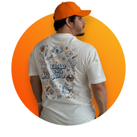 Playera hombre blanca con estampado en espalda