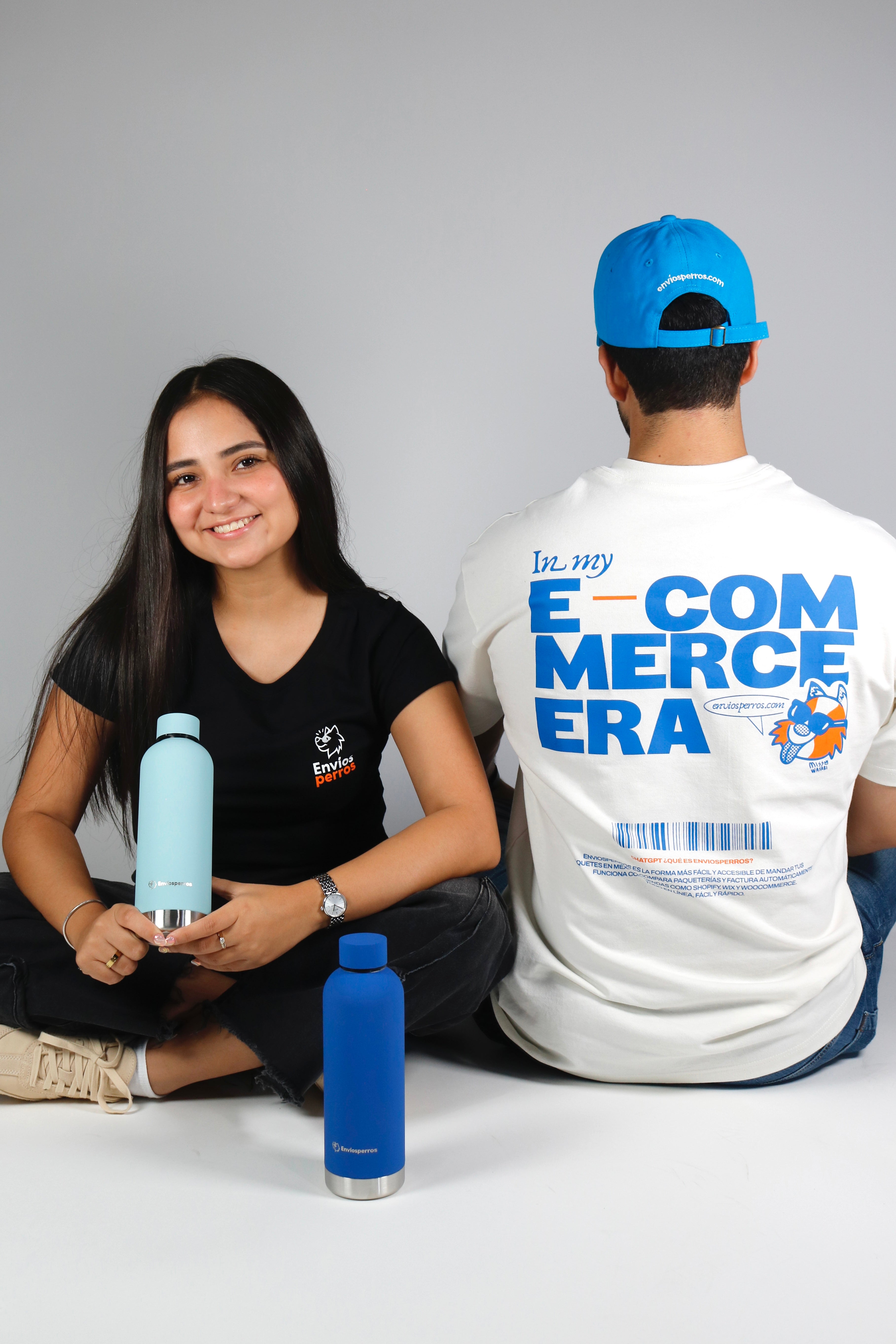 Termo de agua doble pared de aluminio Azul