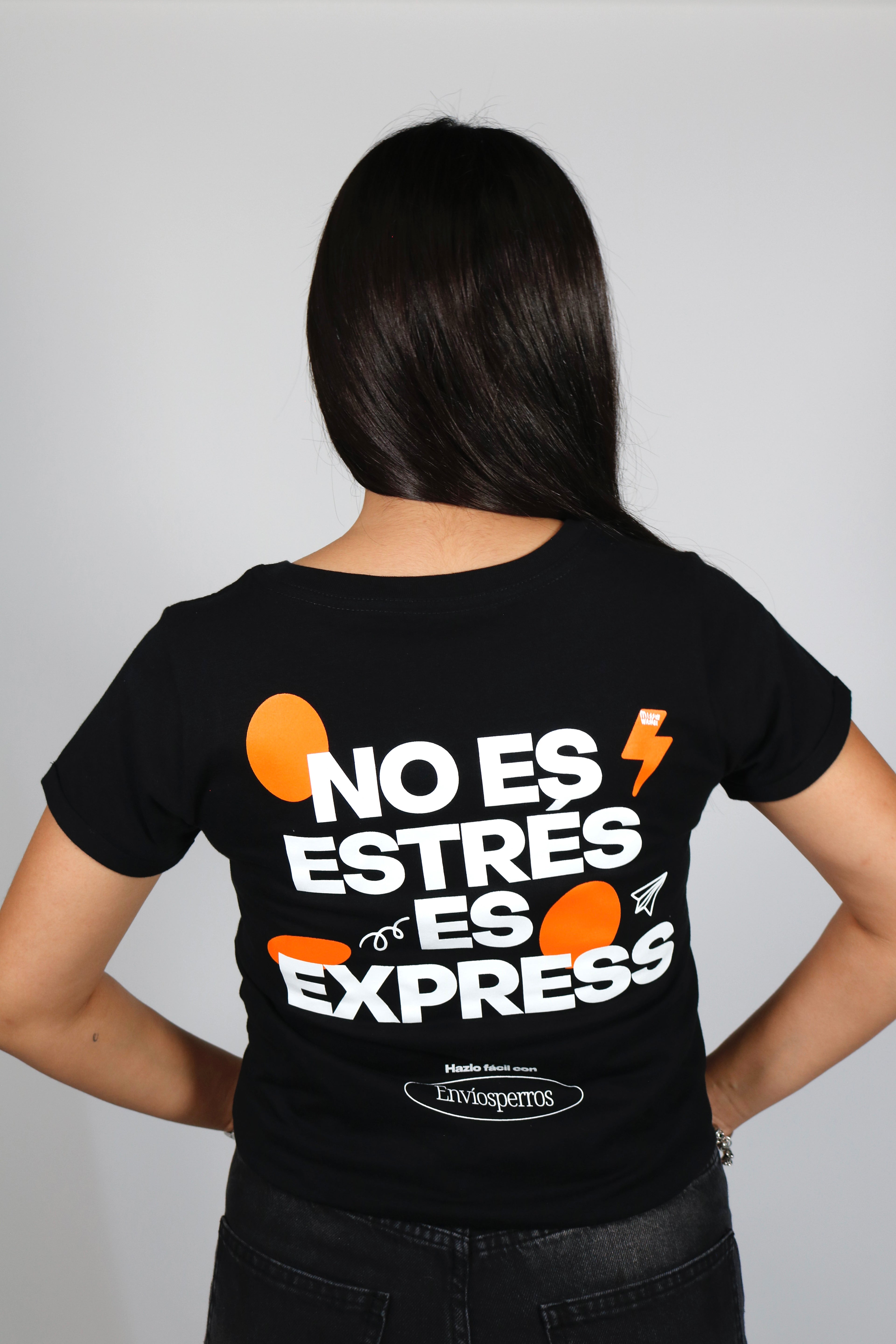 Playera negra mujer "no es estrés, es express"