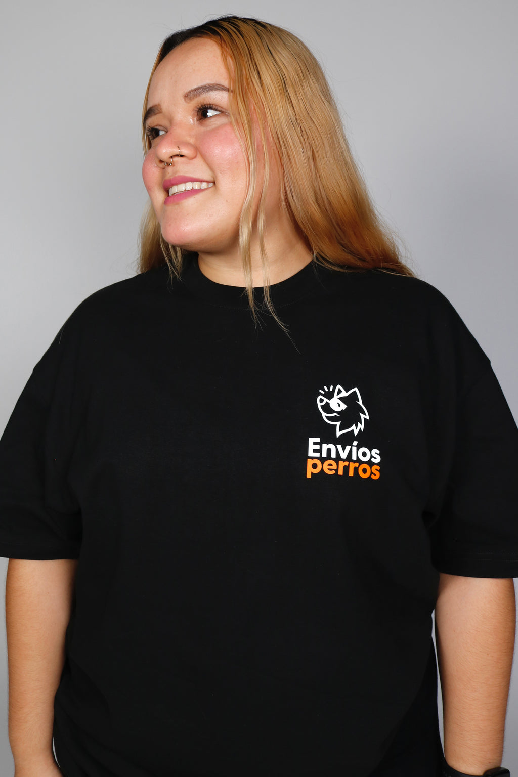 Playera oversized  "Mi negocio" Negra algodón heavyweight 220gr