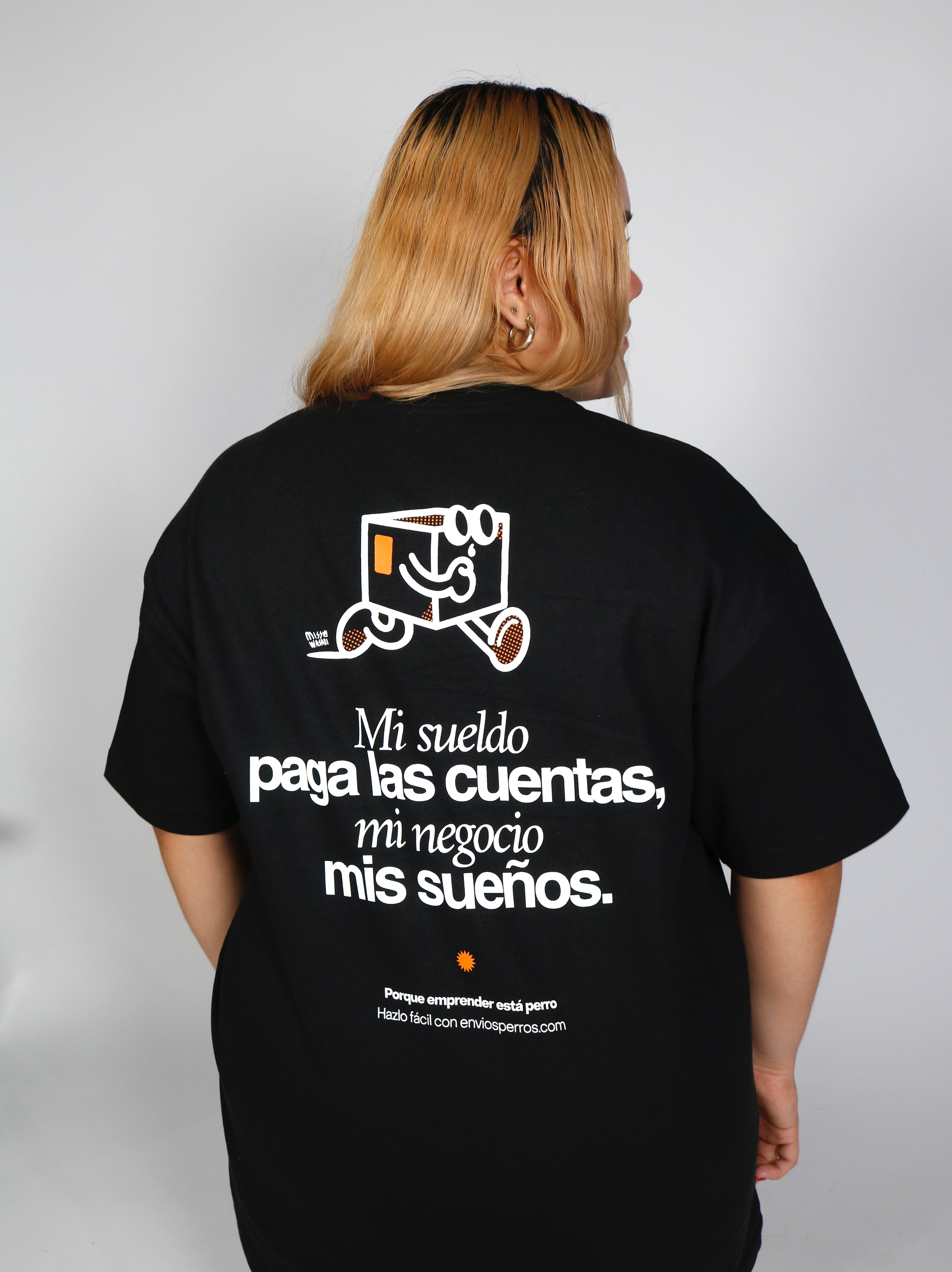 Playera oversized  "Mi negocio" Negra algodón heavyweight 220gr